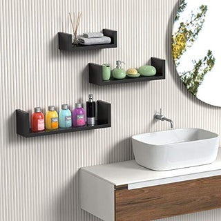 AMFS13-B 3 Sizes U-Shaped Floating Shelves for Bedroom, Living Room, Kitchen