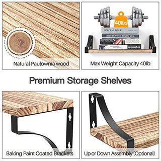 AMFS02 Floating Shelves for Bedroom, Bathroom, Living Room, Kitchen (Natural)