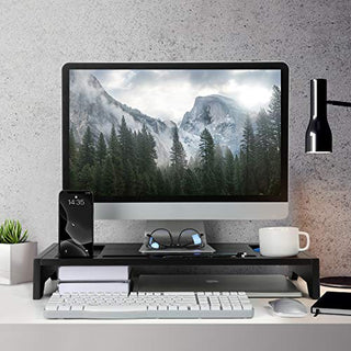 AMBMS02 Bamboo Monitor Stand Riser, Desk Laptop Riser or PC Computer Stand