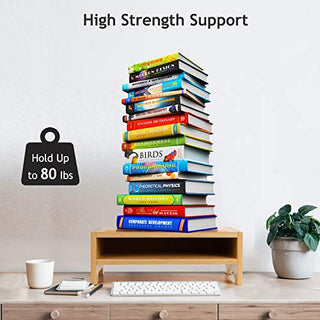 AMBMS05 2-Tier Bamboo Monitor Riser Stand for Home and Office Computer, Laptop