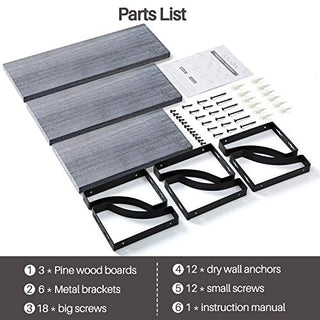 AMFS03 Floating Shelves for Bedroom, Bathroom, Living Room, Kitchen (Gray)