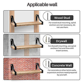 AMFS02 Floating Shelves for Bedroom, Bathroom, Living Room, Kitchen (Natural)