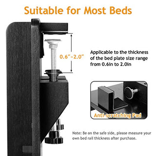 AMBS02 Bedside Shelf with Cable Management & Cup Holder, Use as Snack Table (Black)