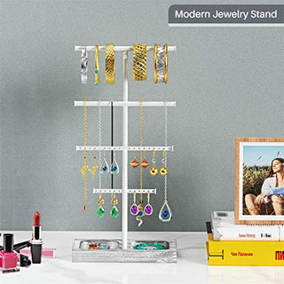 AMJO-03 Tower Tree Jewelry Stand for Necklaces, Bracelets ,Earrings, Rings Display(Gray)