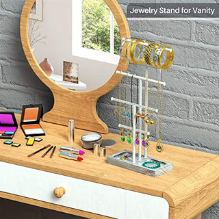 AMJO-03 Tower Tree Jewelry Stand for Necklaces, Bracelets ,Earrings, Rings Display(Gray)